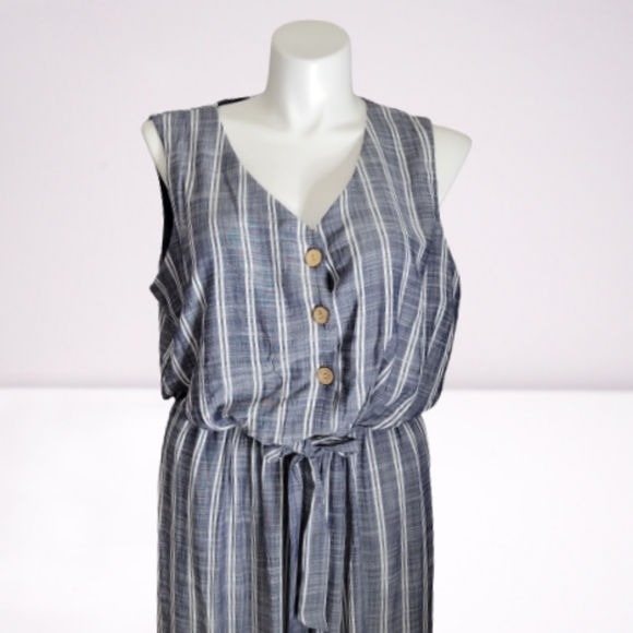 Blue Stripe Jumpsuit - Picture 2 of 2
